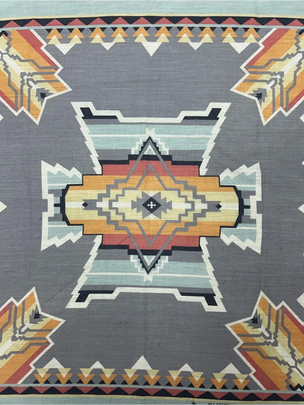 Vintage 1970s Southwestern Thunderbird Bandana Scarf USA Cotton Poly 21.5”